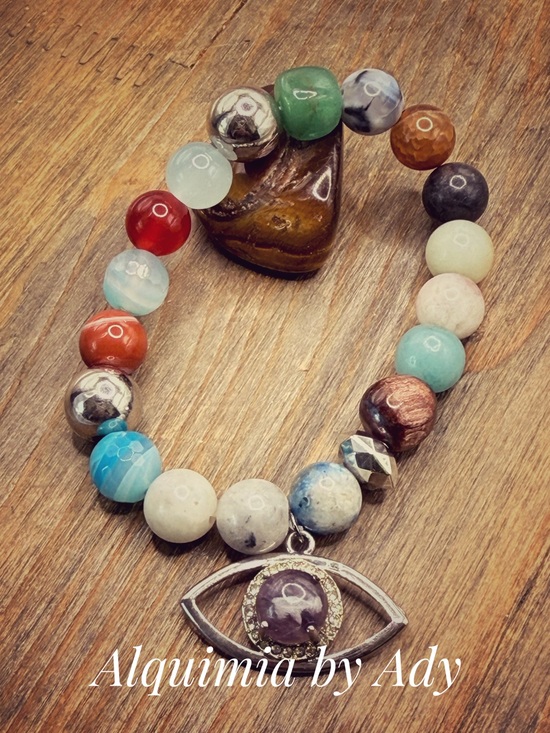 Alquimia Jewelry - Alquimia Multicolor Beaded Eye Charm Bracelet